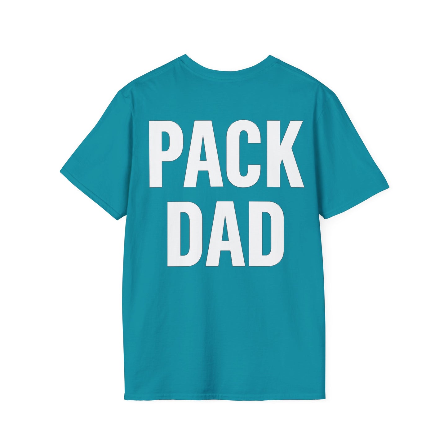 Pack Dad T-Shirt – Dog Dad Rescue Tee with Back & Chest Print – Matching Family Dog T-Shirt – Adopted and Adored Apparel, Adult Unisex T-Shirt