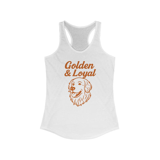 Golden & Loyal Women's Racerback Tank | Perfect Gift for Dog Lovers, Summer Workout, Casual Wear, Pet Adoption Events, Adult Unisex T-Shirt