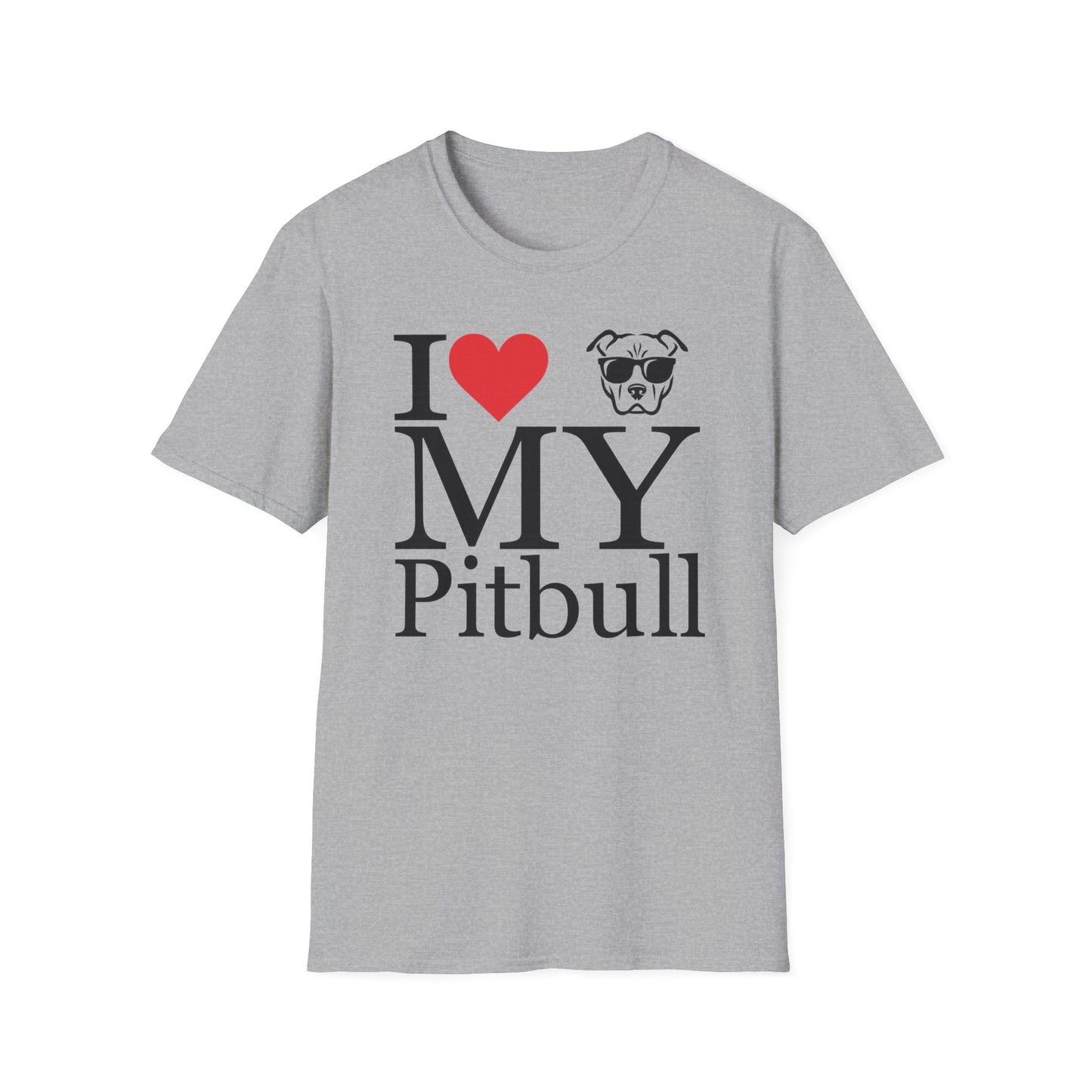 I Love My Pitbull T-Shirt – Cute Rescue Dog Lover Tee with Heart and Pitbull Face Graphic – Unisex Pet Adoption Gift for Proud Pit Bull Owners, Adult Unisex T-Shirt