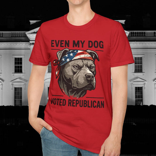 EVEN MY DOG VOTED REPUBLICAN T-Shirt – Patriotic Dog Lover Graphic Tee, Adult Unisex, Funny Political Shirt for Dog Owners, Conservative Gift Idea