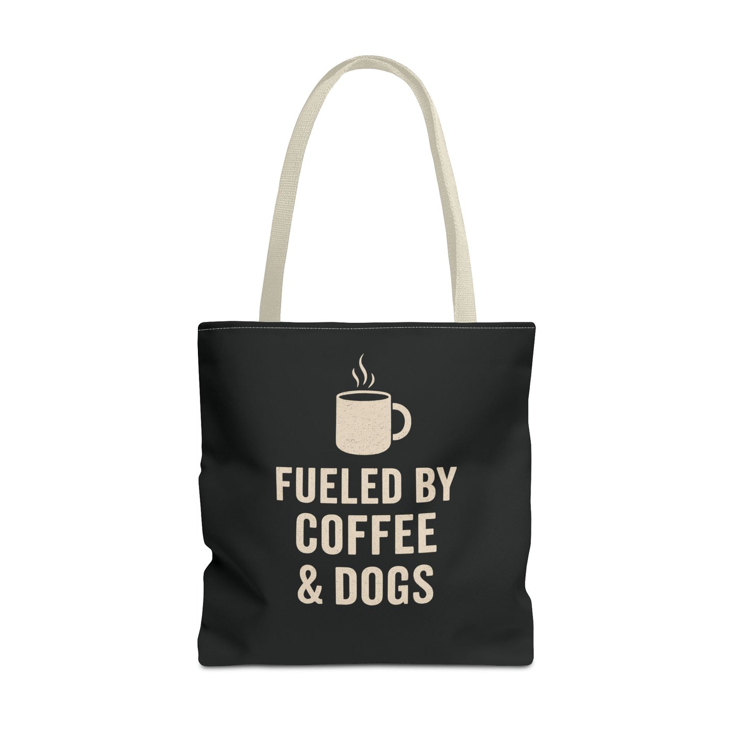 Fueled By Coffee & Dogs Tote Bag, Perfect for Dog Lovers, Everyday Use, Gift for Coffee Lovers, Eco-Friendly Shopping Bag, Stylish Animal Lover Tote, Adult Unisex T-Shirt