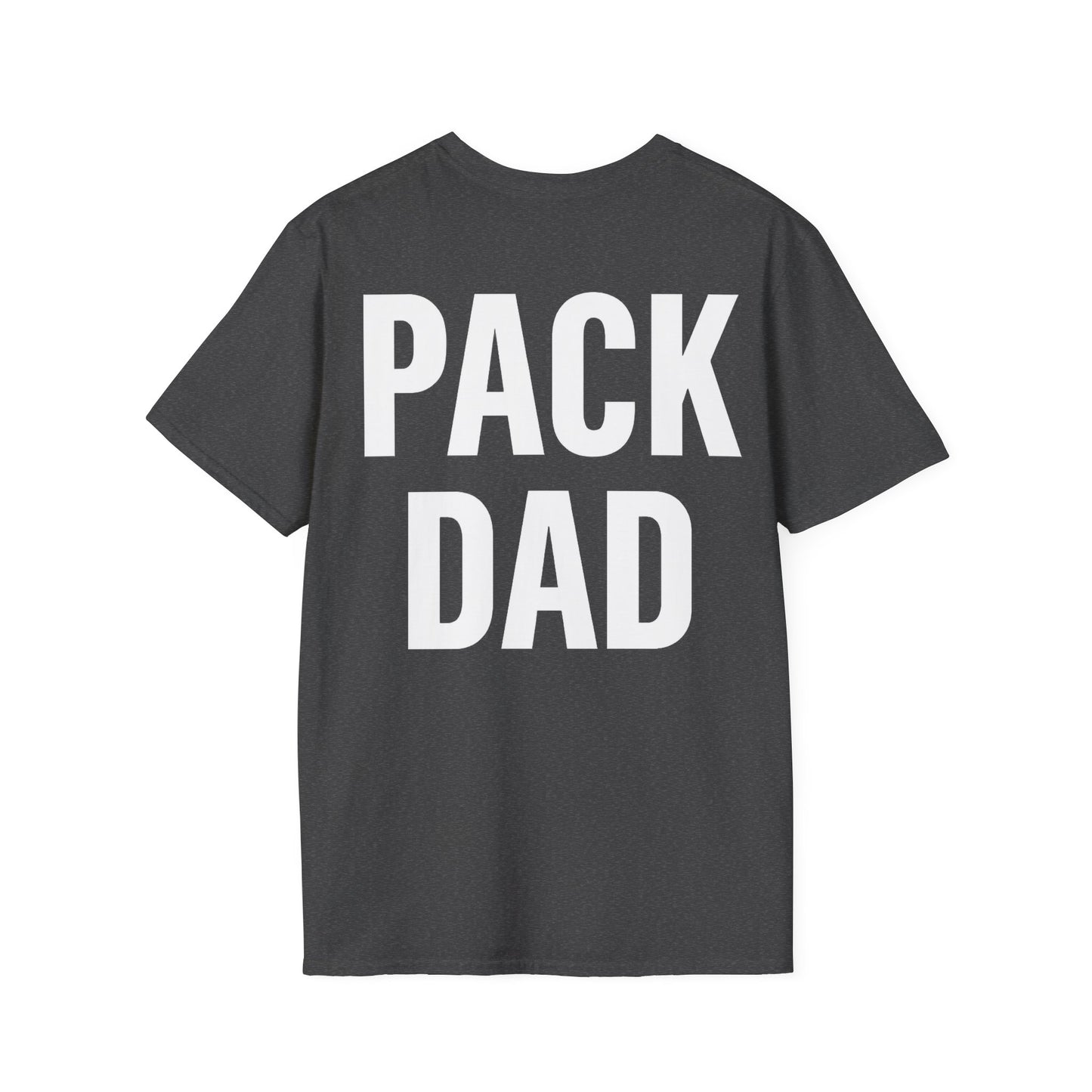 Pack Dad T-Shirt – Dog Dad Rescue Tee with Back & Chest Print – Matching Family Dog T-Shirt – Adopted and Adored Apparel, Adult Unisex T-Shirt