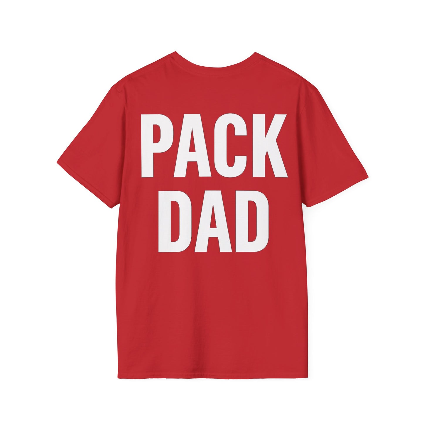 Pack Dad T-Shirt – Dog Dad Rescue Tee with Back & Chest Print – Matching Family Dog T-Shirt – Adopted and Adored Apparel, Adult Unisex T-Shirt