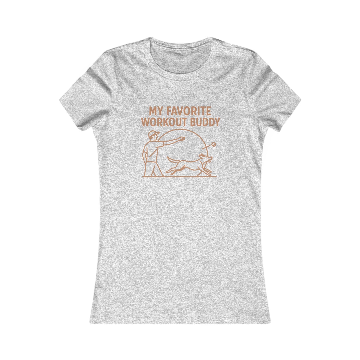 My Favorite Workout Buddy Dog T-Shirt for Women – Funny Dog Mom Gift Tee – Active Dog Owner Fetch Design – Bella + Canvas Feminine Fit T-Shirt, Adult Unisex T-Shirt