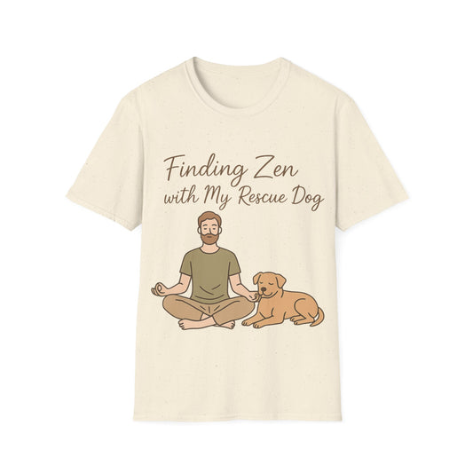 Finding Zen with My Rescue Dog – Rescue Dog Mental Health Shirt for Men | Earth Tone Calm Tee | Pet Lover Gift, Adult Unisex T-Shirt
