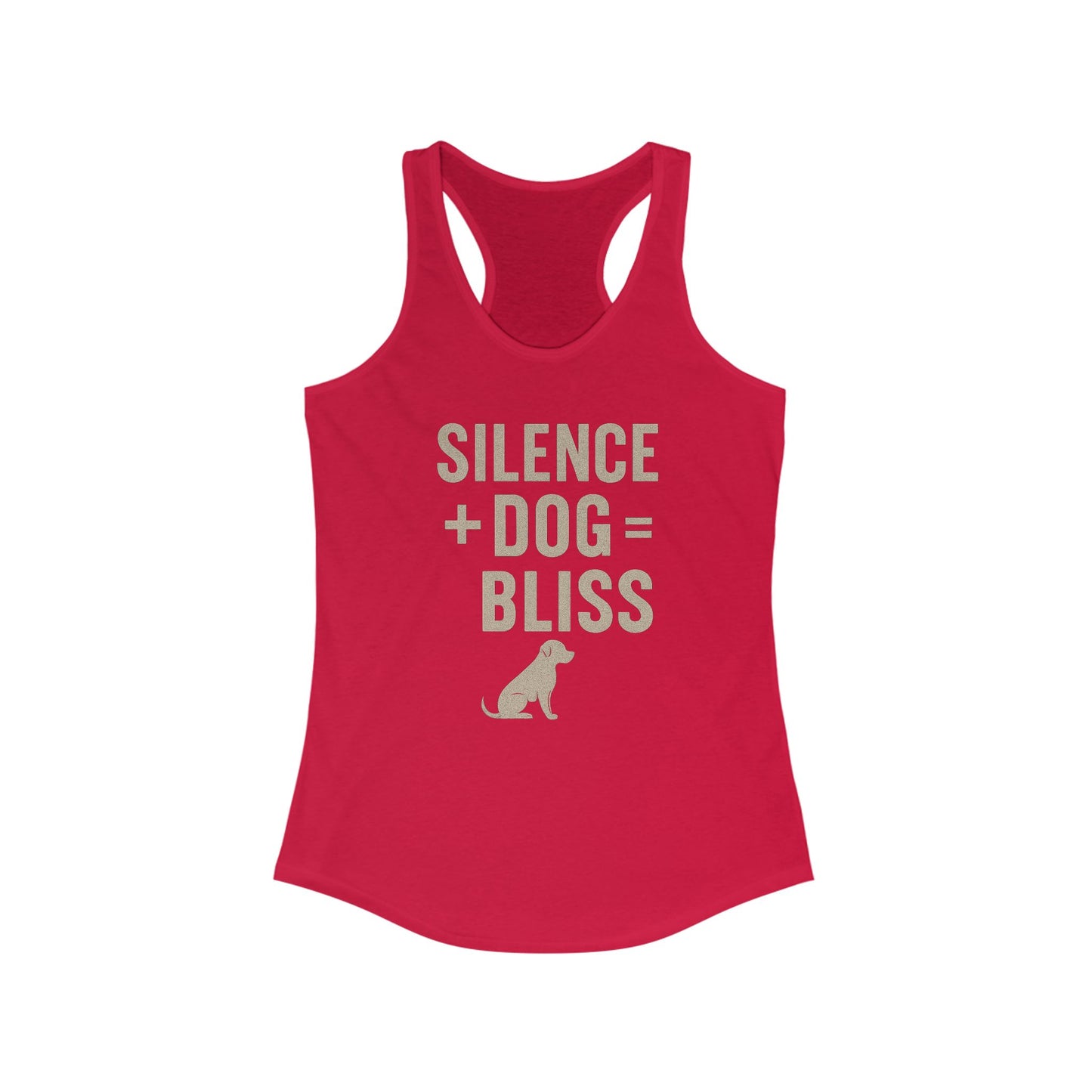 Silence + Dog = Bliss Racerback Tank, Pet Owner Tank Top, Dog Mom Gift, Quiet Day Apparel, Summer Workout Shirt, Animal Lover Top, Adult Unisex T-Shirt