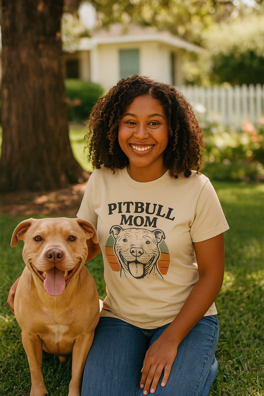 Pitbull Mom Women’s Adult  Dog Lover T-Shirt, Pet Owner Gift, Cute Pitbull Apparel, Animal Rescue T-Shirt